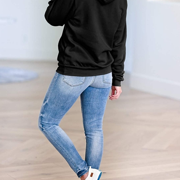 Womens Lightweight Long Sleeve Hoodie Sweatshirt - Picture 2 of 5